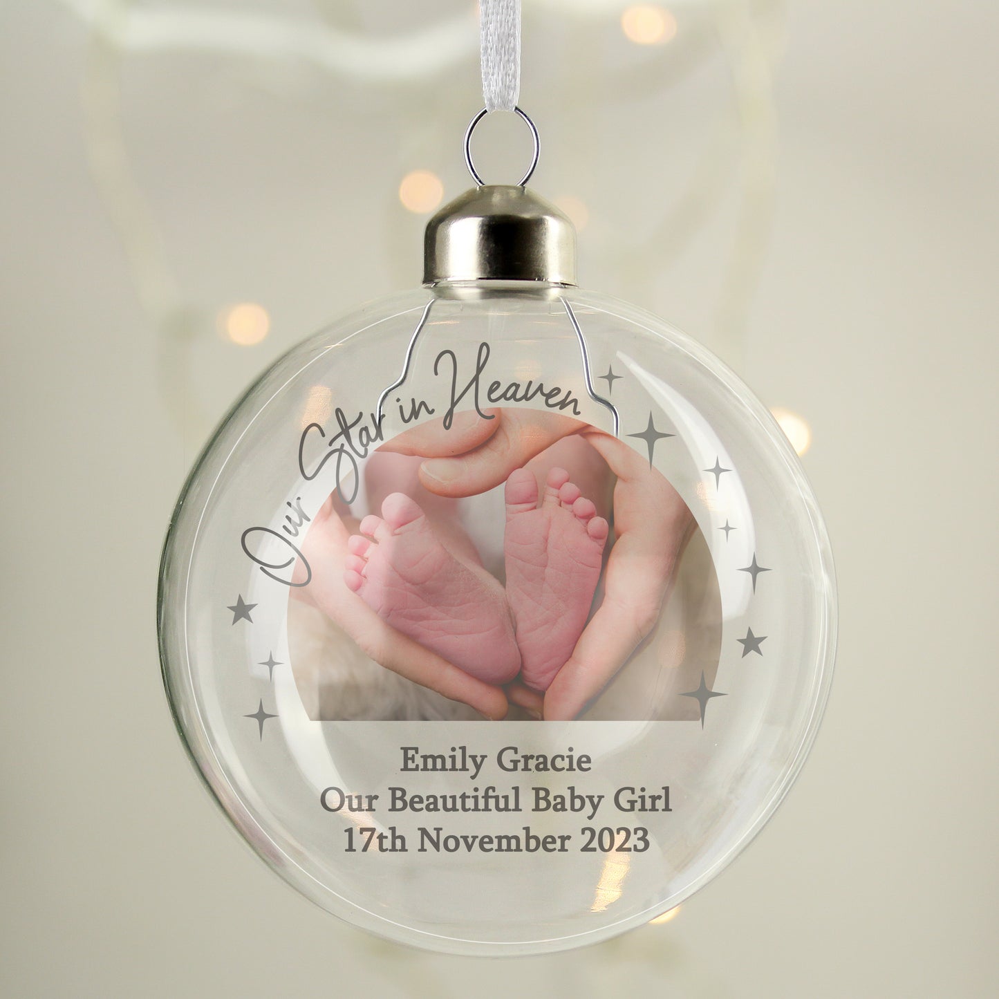 Photo Upload Memorial Glass Bauble