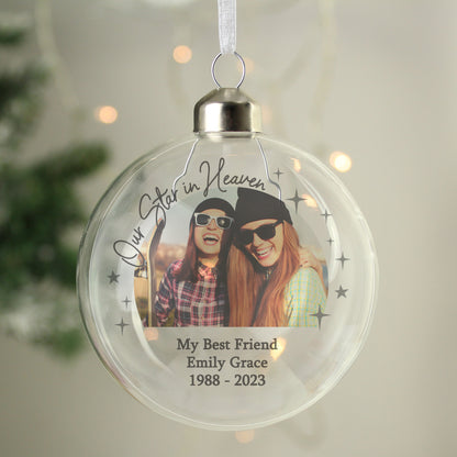 Photo Upload Memorial Glass Bauble