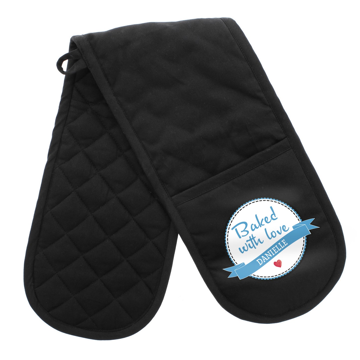 Personalised Black Oven Gloves