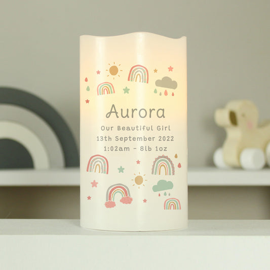 Personalised Rainbow Nightlight LED Candle 13cm