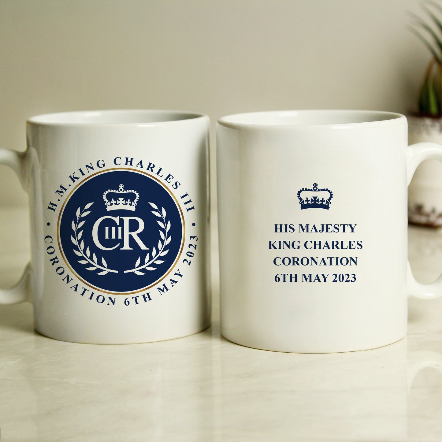 Personalised King Charles III Blue Crest Coronation Commemorative Mug