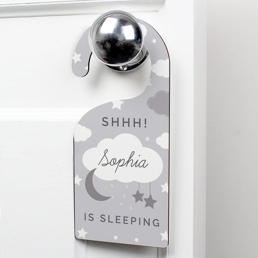 Personalised New Baby Moon and Stars Door Hanger 23cm