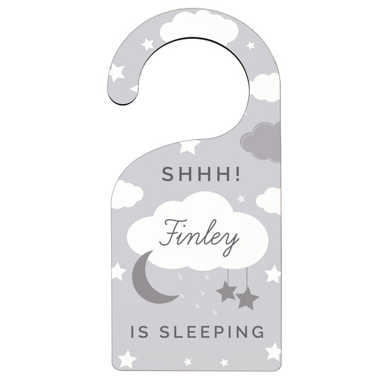 Personalised New Baby Moon and Stars Door Hanger 23cm