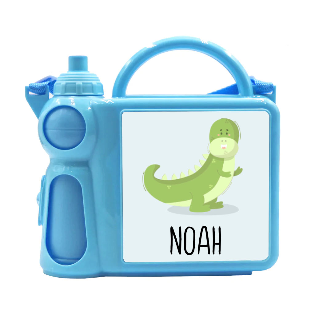 Personalised Dinosaur Design Kids Lunchbox with Water Bottle