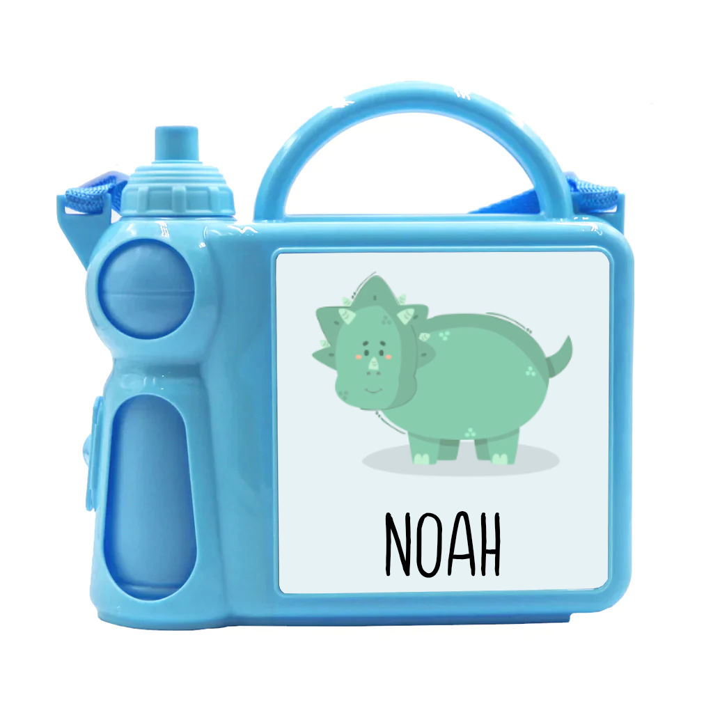 Personalised Dinosaur Design Kids Lunchbox with Water Bottle